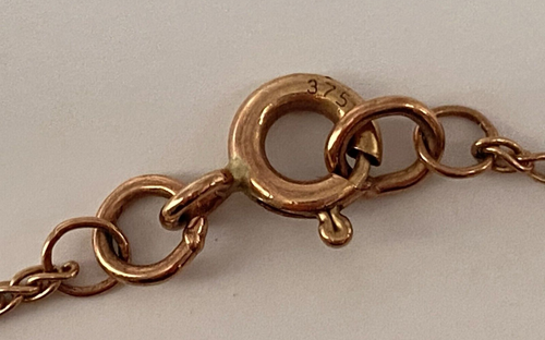 Antik um 1900 Jugendstil 9 kt Gold Amethyst Tropfen Anhänger Halskette & Kette - Bild 10 von 15