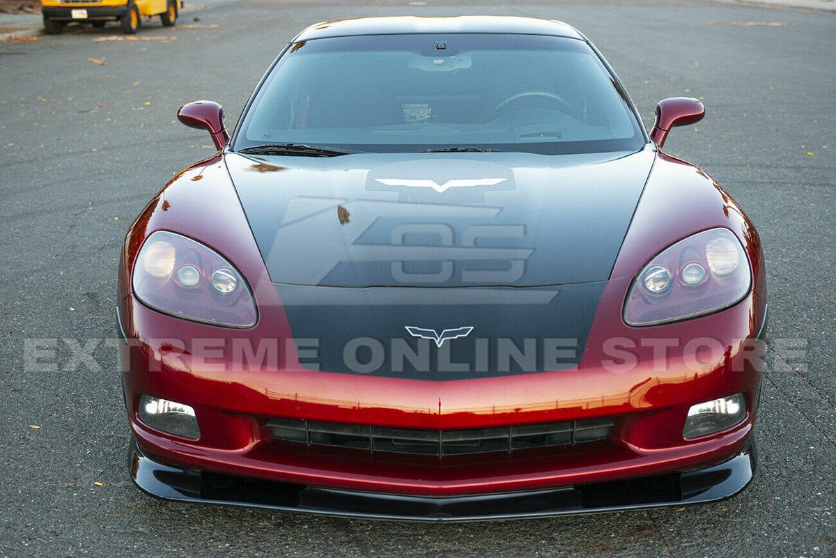 Glossy Black Front Lip & Side Skirts Fits 05-13 Corvette C6 BASE