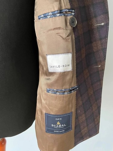 Scabal Savile Row MTM Double-Breasted Men's Burgundy Brown Wool Blazer Size 38R - Picture 4 of 9