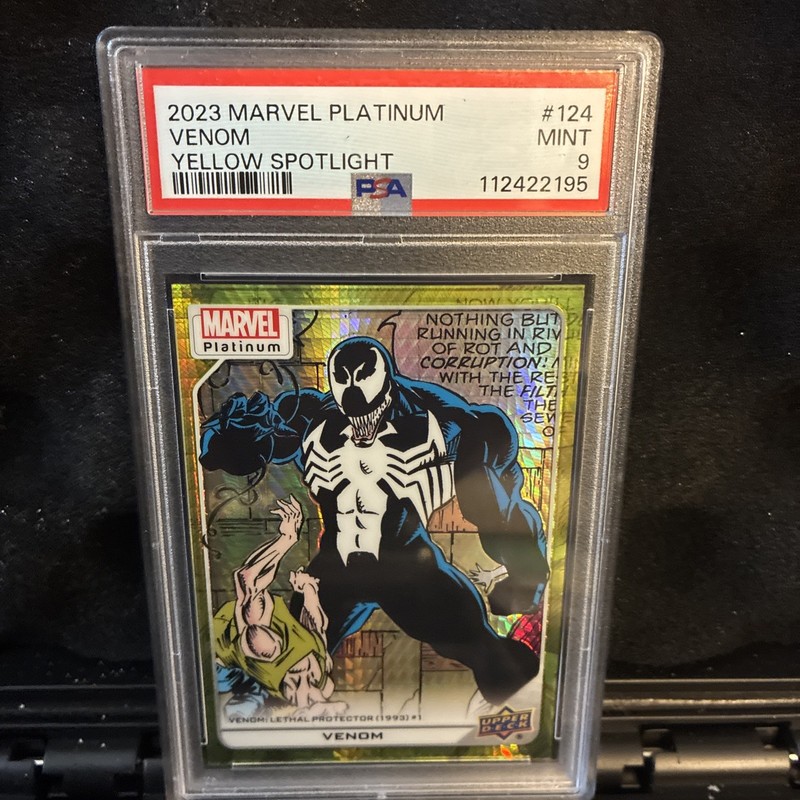 2023 Marvel Platinum Venom #124 Yellow Spotlight 028/399 PSA 9