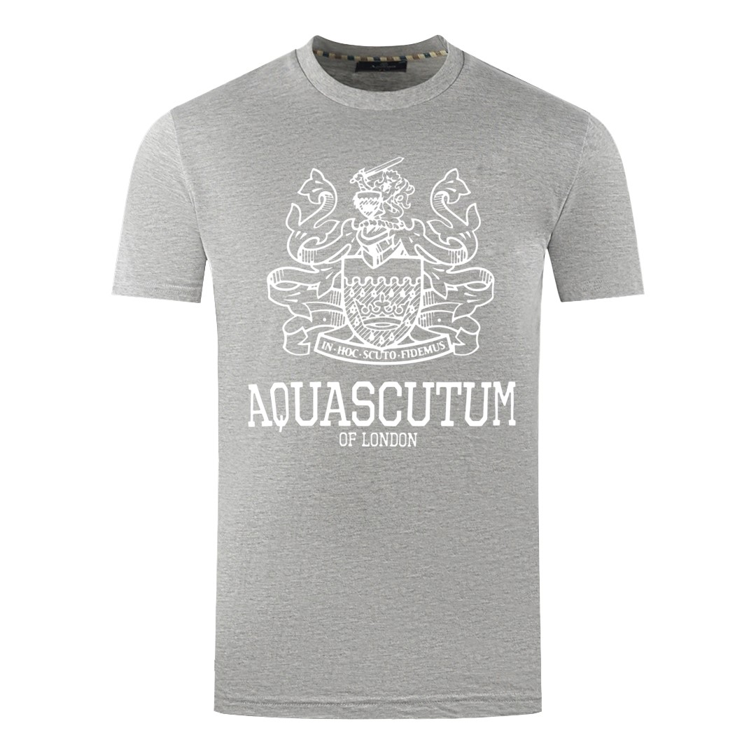 Aquascutum Large Bold London Aldis Brand Logo Grey T-Shirt 12790₽