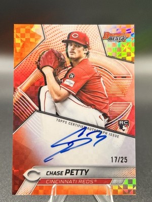 Chase Petty 2025 Bowman s Best RC #B25-CP Auto - Orange X-Fractor /25 Reds