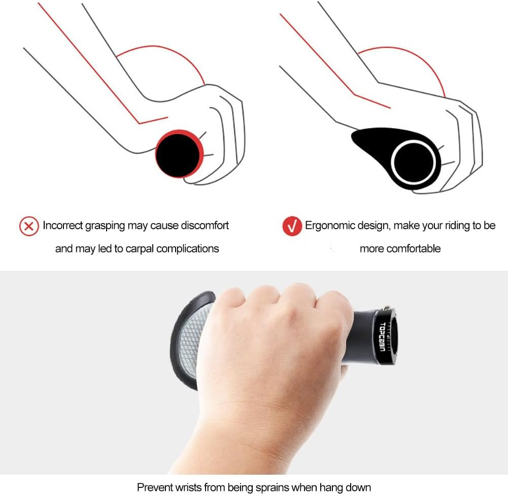 Bicycles Handlebar Grips, Aluminum Lock-on Ergonomic Bike Grips, Cushion Vibr...