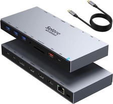 USB C Docking Station,15 in 1 Laptop Docking Station 3 Monitors with 2 HDMI 4K, 