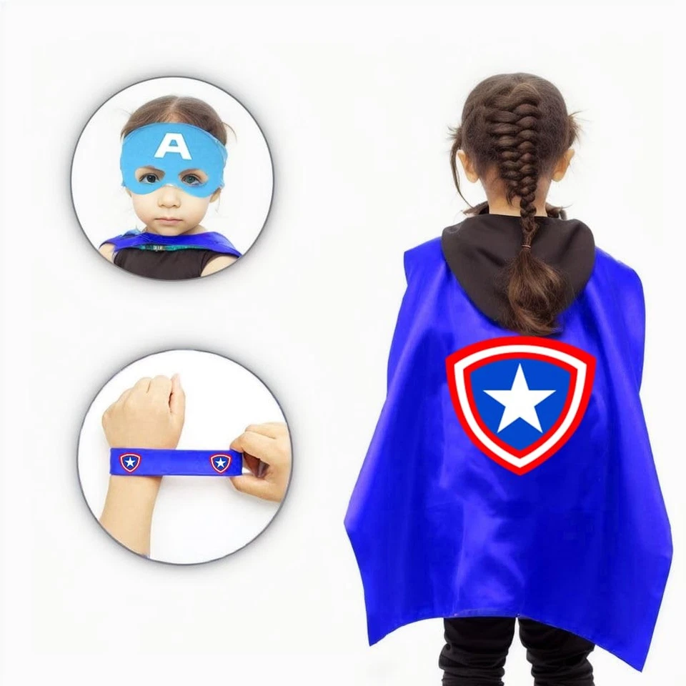 费拉超级英雄斗篷带面具和腕带儿童玩具3-10 5套-1 — 第 3/4 张图片