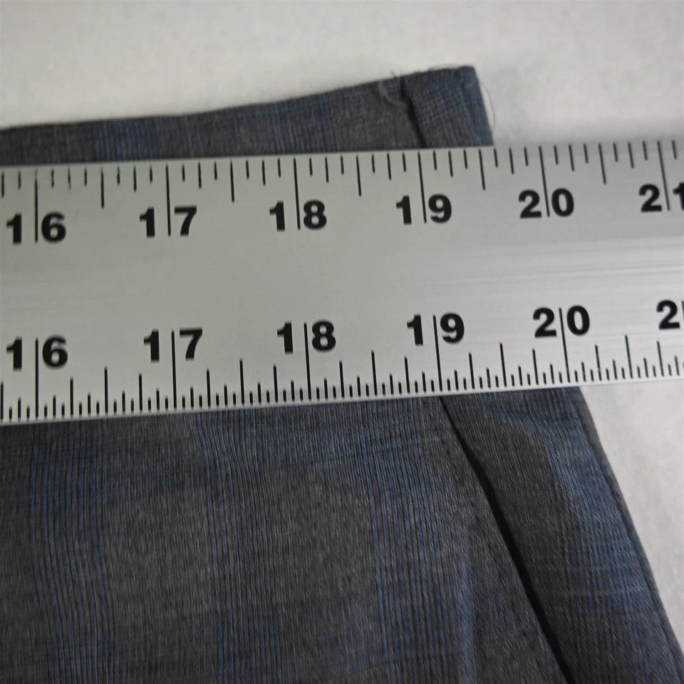 Jos A Bank 38x32 Gray Windowpane Check 100% Wool Straight Flat Front Mens Pants - Image 2 of 4