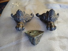 Vintage 3 Antique Ornate Cast Mantle Clock Feet Parts legs Lion Paw