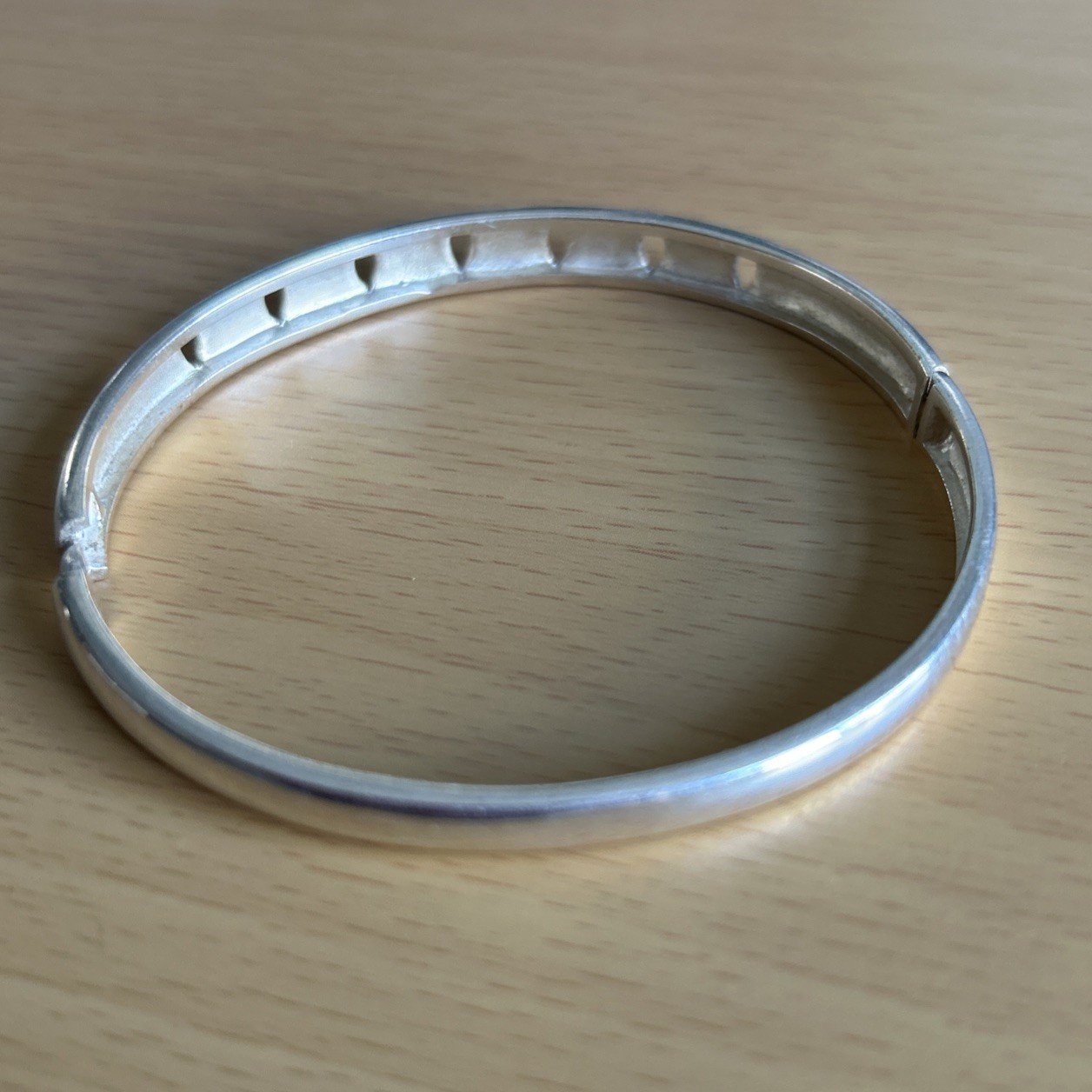 925 Silver cutout Design opening Bangle / Fully H… - image 8