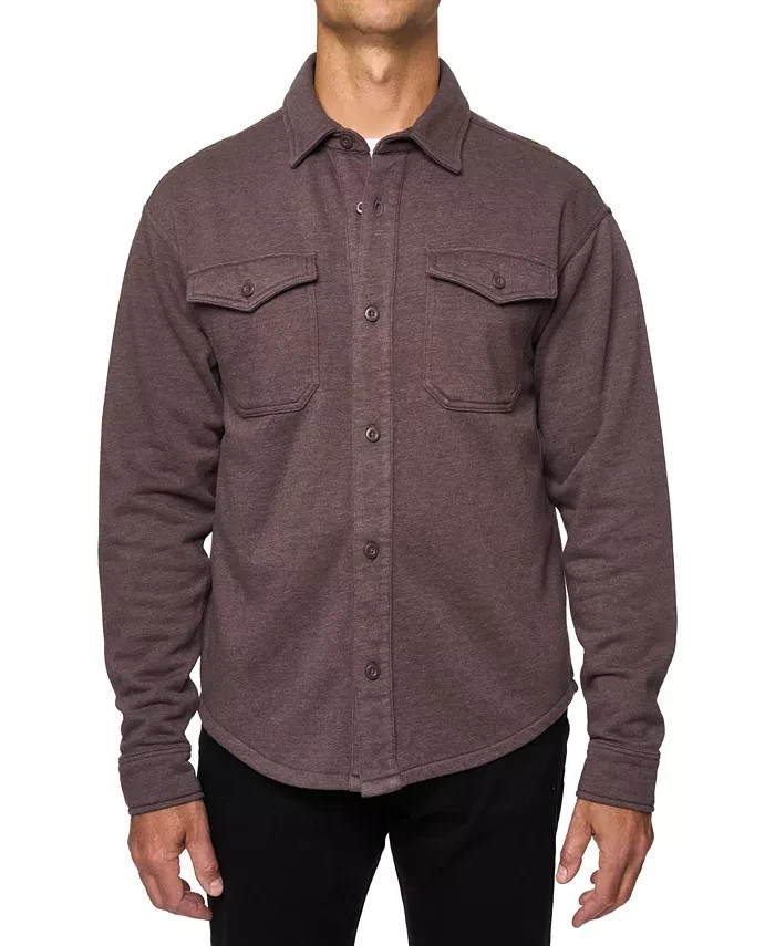 Lazer Mens Relaxed Fit Button Front Burnt Fleece Shirt Jacket in Seal Brown 2XL 5390₽
