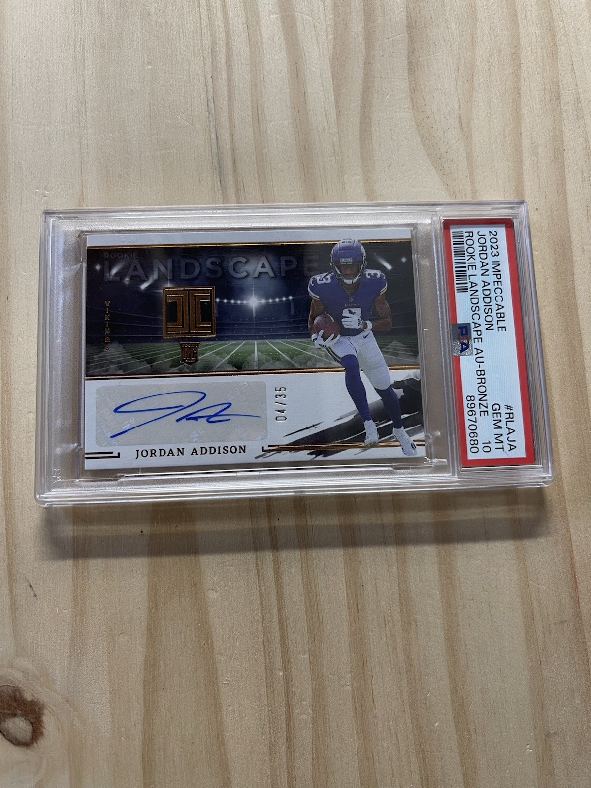 Jordan Addison Panini Impeccable Rookie Landscape Autographs #RLAJA Bronze