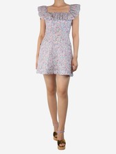 Zimmermann Multicolour Carnaby ruffle-neck mini dress - size UK 10