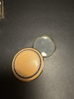 Vintage Brass Pocket Magnifying Glass Faux Wood Grain Case Blue Bead Trim — photo 2