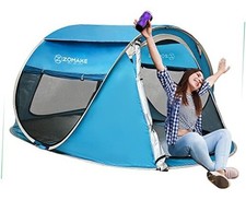 Pop Up Tent 3 4 Person, Beach Tent Sun Shelter for Baby with UV Light Blue