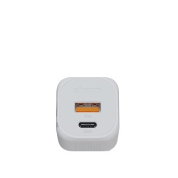 Chargeur GaN2-Ultra 20W Blanc avec port USB-C et USB-A pour recharge rapide de smartphone et tablette