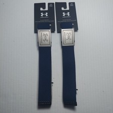 Pack 2 Under Armour Webbing Belt Mens OSFM White Navy Golf Adjustable Reversible