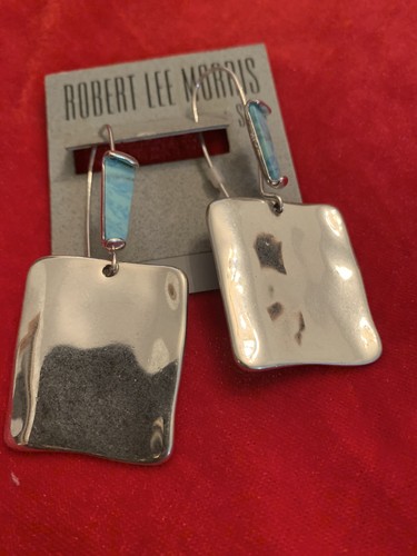 RLM Robert Lee Morris SOHO Earrings Textured Sculptural Dangle Silver Chunky big