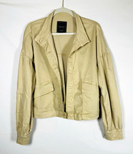 Sanctuary Standard Surplus Beige Button-Front Collared Pocket Jacket Women L