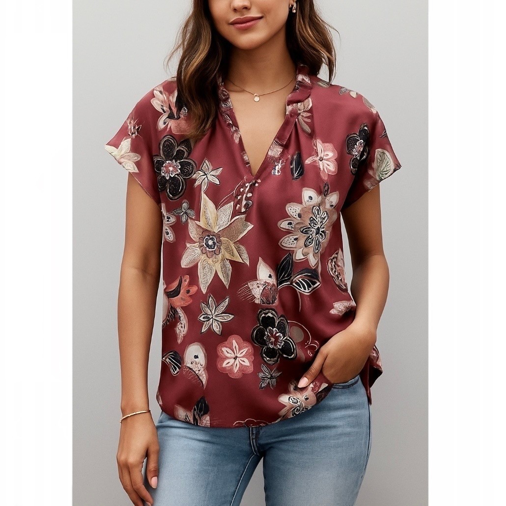 Never A Wallflower Vicki Short Flutter Sleeve Top Shirt Floral 100% Cotton Sz S