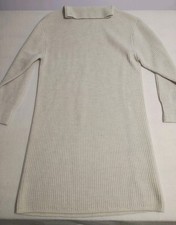 Quince 100% Merino Wool Turtleneck Sweater Dress Size Medium Beige Relaxed Fit