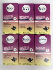 6x Veet Ready To Use Wax Strip Kit - For Body Hair Removal - 40 strips/4 wipes