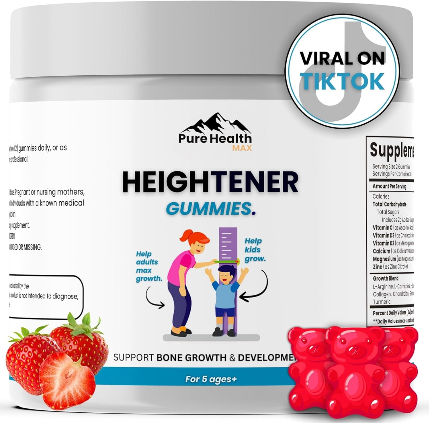Heightener Gummies 60 Count | Height Growth Support for Kids, Teens & Adults
