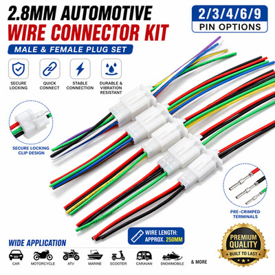 2.8mm Auto Electrical Wire Quick Connector Pin Male Female Plug Car Motorcycle