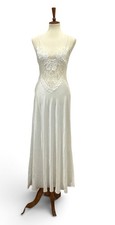 Jonquil By Diane Samandi Neiman Marcus White Satin/Lace Sheer nightgown Sz L