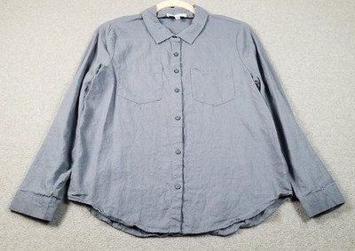 DAILY THREAD Button Up Shirt Womens Medium M Blue Long Sleeve Pockets Casual Top
