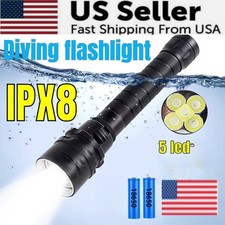 300000LM 5 leds LED Diving Flashlight Scuba Dive Torch Professional Diver Light