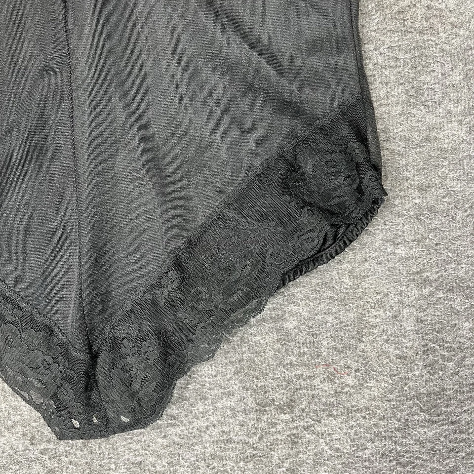 Lencería de peluche vintage body de una pieza encaje negro talla pequeña entrepierna a presión EE. UU. Foto 3 de 4