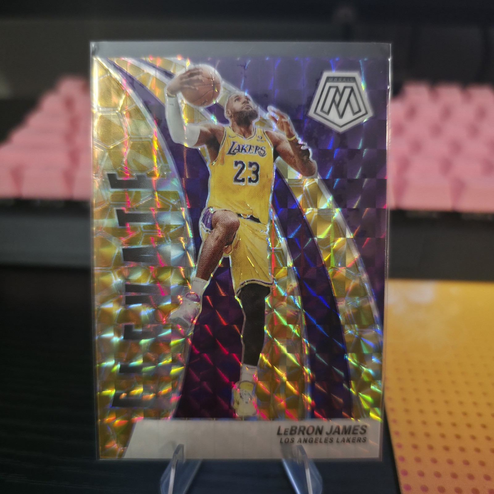 2023-24 Mosaic LeBron James Elevate Mosaic Reactive Yellow #/99 Lakers