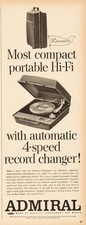 1963 Admiral Playmate Record Player Changer Compact Portable Hi Fi Print Ad