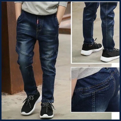 DIIMUU 4-11 Years Boys Clothes Slim Straight Jeans Young Pants Kids Baby