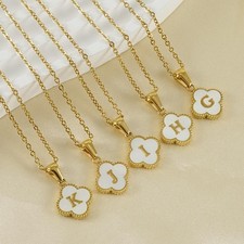 2026 New Stainless Steel Initial Necklace White Letter Pendant Gift for Women