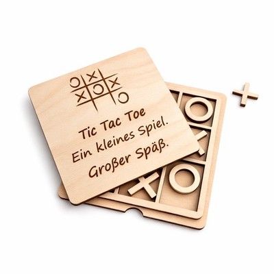 Tic Tac Toe aus Sperrholz   Reisespiel mit Gravur   Geschenkidee   Handgemacht