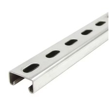 Single Channel Strut, Slotted, 304 Stainless Steel, Polished, 9/16 In X 1-1/8