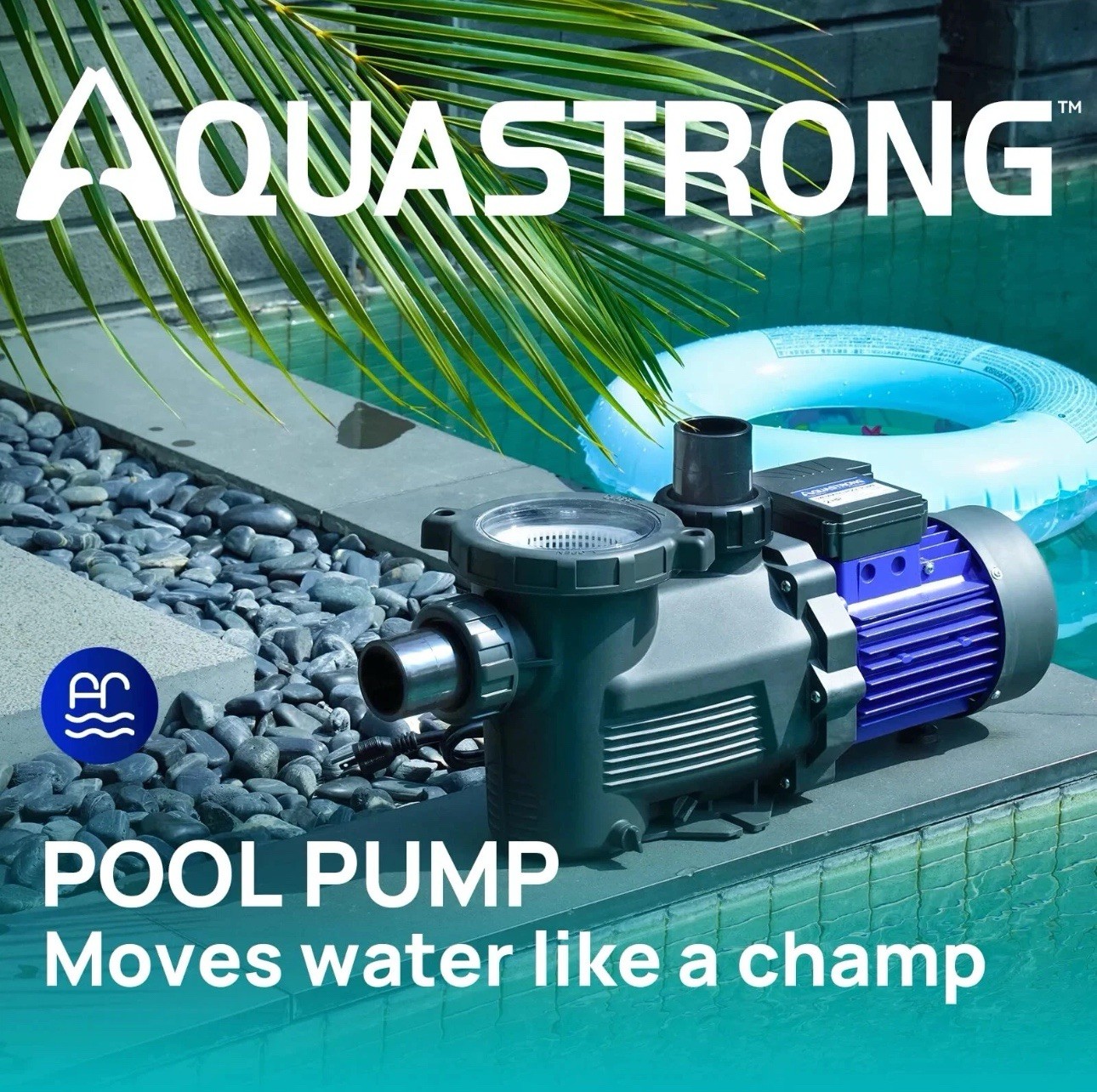 AQUASTRONG In/Above Ground Pool Pump, High FlowSingle Speed, 2HP, 8917 GPH, 220V