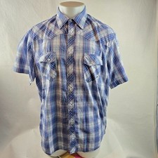 Wrangler Western Shirt Mens XL Purple Plaid Pearl Snap Cowboy Rodeo Wrancher