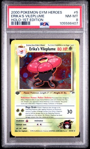 Erika's Vileplume (1st Edition) graded PSA 8 for sale on eBay