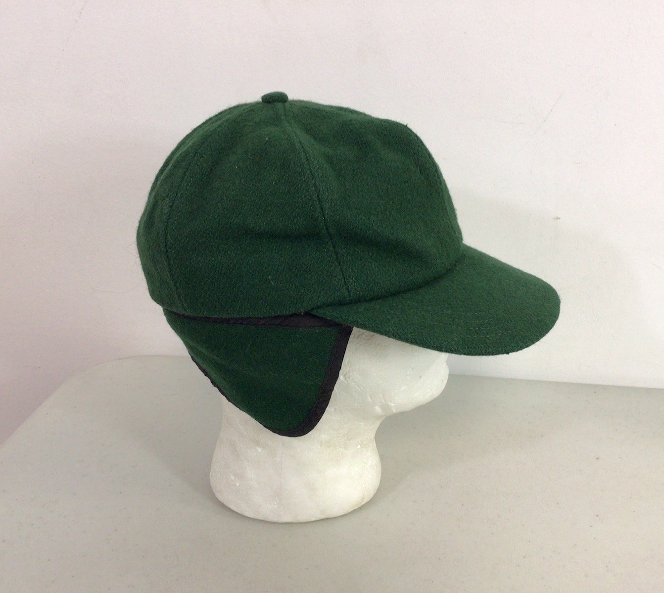 Gorra de cazador de lana verde vintage sombrero orejeras para hombre mediana