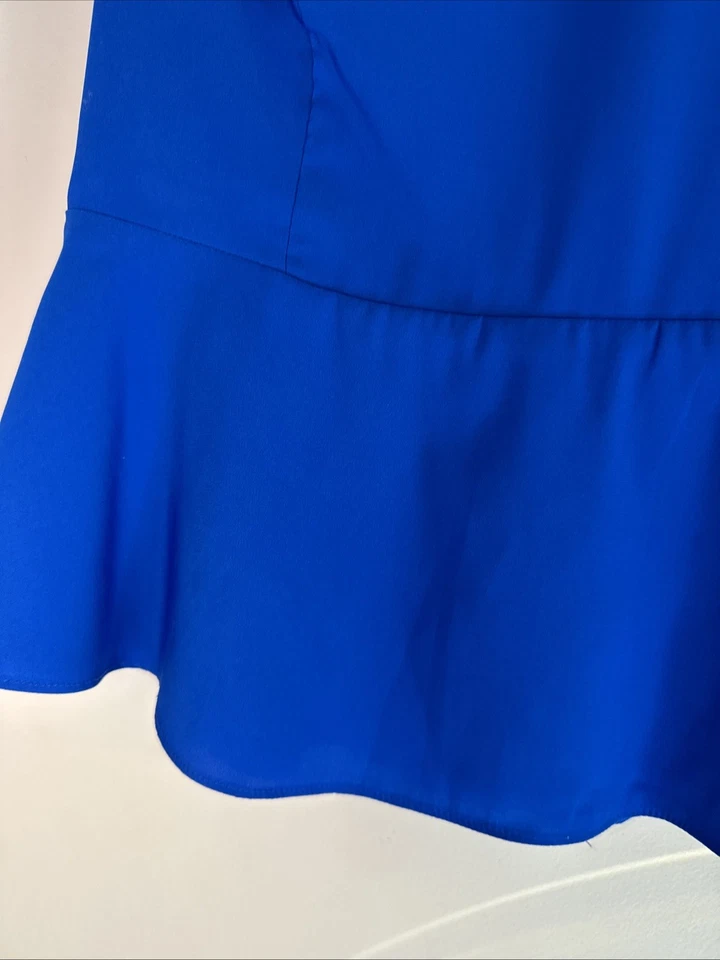 Top Express Tachonado Mujer Pequeño Cuero Peplum Azul Real Carrera’s Foto 2 de 4