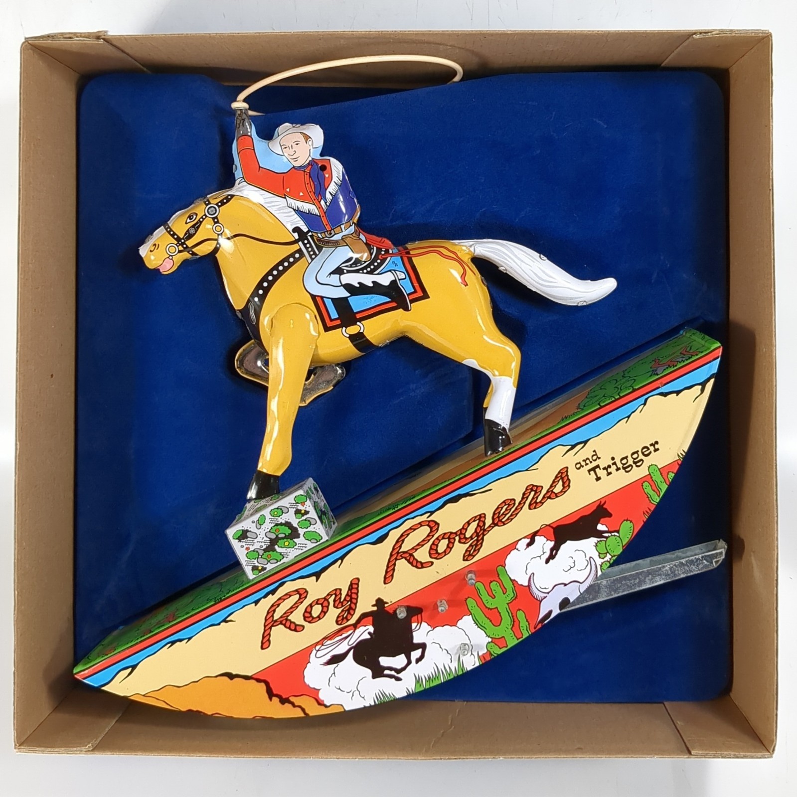 Schylling Vintage Reproduction Roy Rogers And Trigger Tin Wind-Up Toy With Box