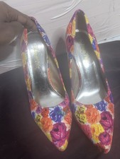 Dream Pairs Multicolor Floral Stiletto Pointed Toe Slip On Fabric Pumps Women