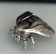Hallmarked Life-Size Solid 925 Silver Queen Bumblebee Sculpture, stunning detail
