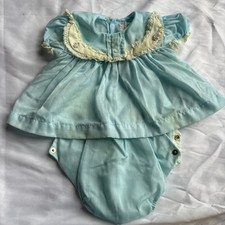Vintage CI Castro co Baby Dress Full Blue Lace Matching Bloomers