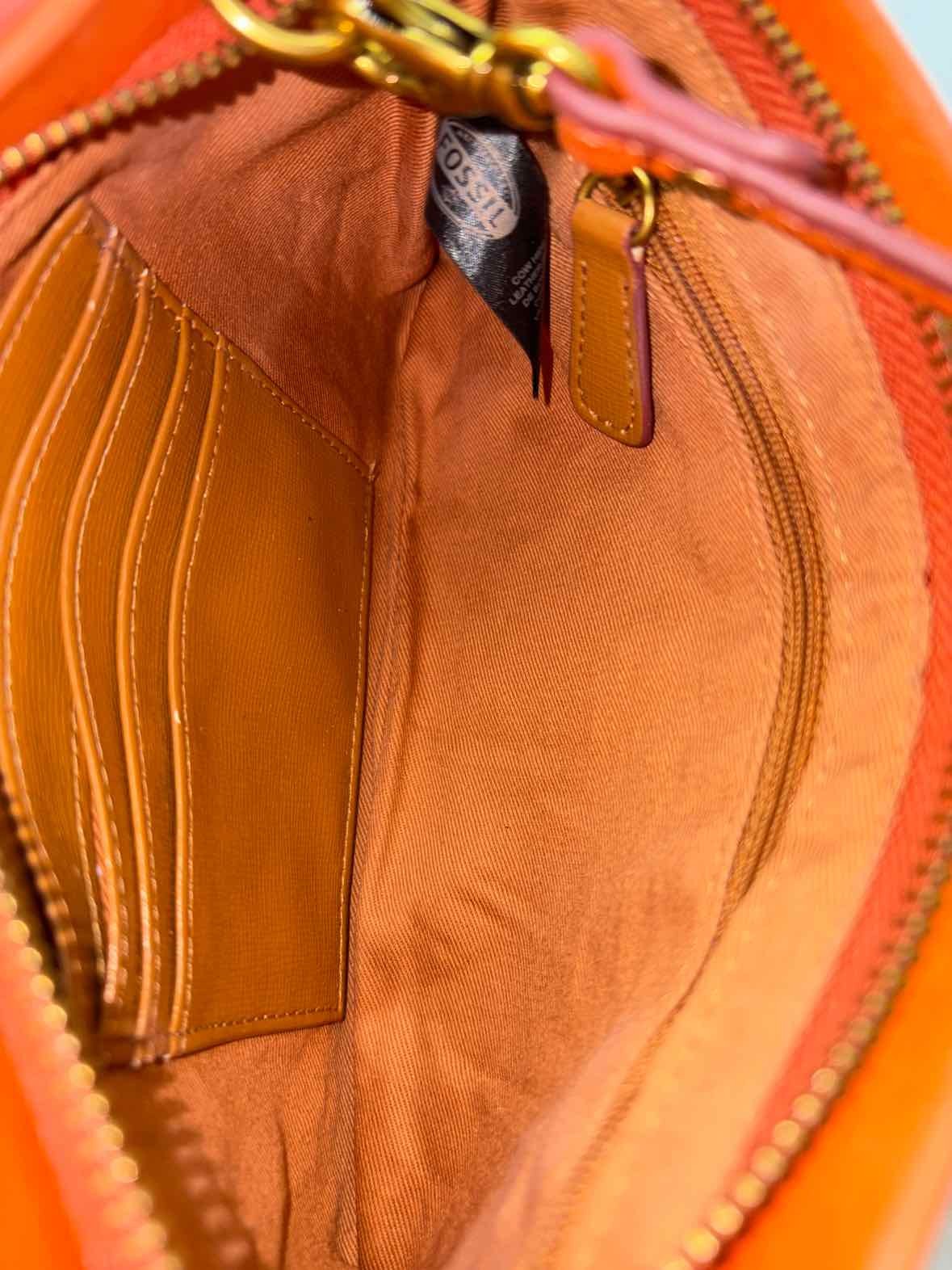 Fossil Orange Leather Crossbody — image 12