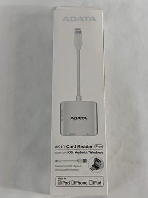 ADATA AI910 Apple Lightning Micro SD Card Reader Plus for iOS Android Windows