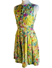 Knitted Dove sz S Sleeveless Retro Floral Cotton Dress Fit n Flare Anthropologie