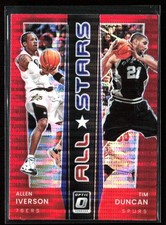Allen Iverson/Tim Duncan 2021-22 Donruss Optic All Stars Red Pulsar Prizm #15