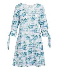 NWT New Fresh Produce White Floral Chasing Tropics Tie-Sleeve Shift Dress M